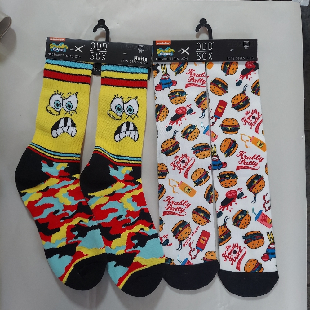 Sponge Bob and Mr. KRABS ODD SOX CREW SOCKS  • Mens sizes 6–13•
